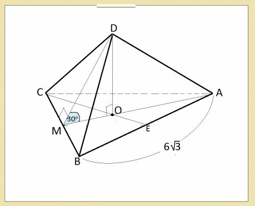 Dabc - правильная треугольная пирамида. do перпендикулярно abc. dm перпендикулярно bc. ab= 6 корней