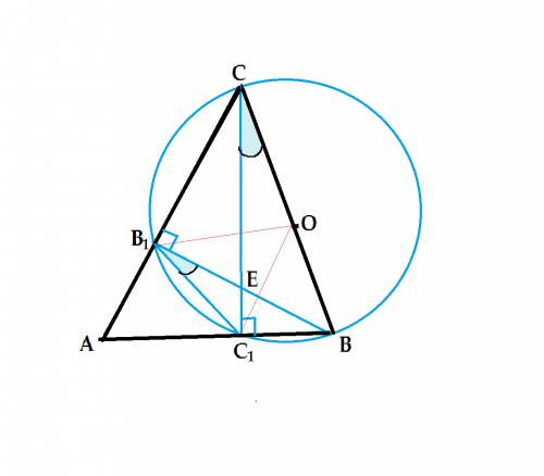 Высоты вв1 и сс1 остроугольного треугольника пересекаются в точке е. докажите,что углы вв1с1 и всс1