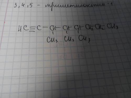 Составьте формулы ув: 6-метилгептин-1, 2,6-диметилгептен-3, 3,4,5-триметилоктин-1.