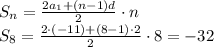 S_n= \frac{2a_1+(n-1)d}{2}\cdot n \\ S_8= \frac{2\cdot( -11)+(8-1)\cdot 2}{2}\cdot8=-32