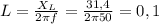 L= \frac{ X_{L} }{2 \pi f} = \frac{31,4}{2 \pi 50} =0,1