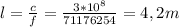 l= \frac{c}{f} = \frac{3* 10^{8} }{71176254} =4,2m