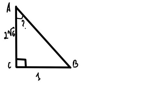 Катеты прямоугольного треугольника равны 2корня из 6 и 1. надите синус меньшего угла этого трекгольн