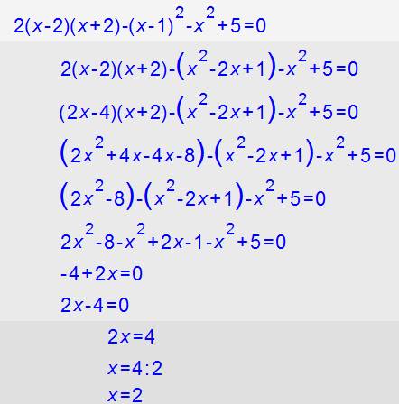 Решите уравнение: 2(x-2)(x+-1)^2=x^2-5