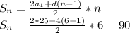 S_n= \frac{2a_1+d(n-1)}{2} *n \\ &#10;S_n= \frac{2*25-4(6-1)}{2} *6= 90