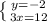 \left \{ {{y=-2} \atop {3x=12}} \right.