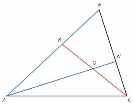 Решить: 1) в треугольнике авс точка к лежит на ав, а точка n – на вс, причем ак: кв = 3: 2, а bn: n