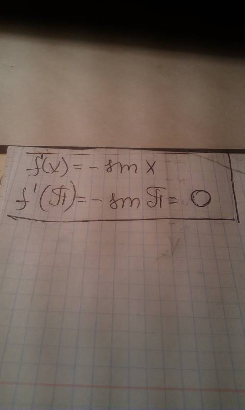 Знайдіть значення похідної функції f(x) =x cosx у точці х0= п