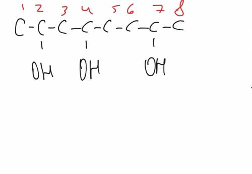 Написать структурную формулу 2,4,7-октантриола