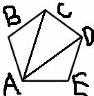 Определите углы ,образованные диагоналями и сторонами правильного пятиугольника,выходящими из одной