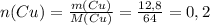 n(Cu)= \frac{m(Cu)}{M(Cu)}= \frac{12,8}{64}=0,2