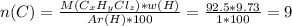 n(C)= \frac{M( C_{x}H_{y}Cl_{z})*w(H) }{Ar(H)*100} = \frac{92.5*9.73}{1*100}=9