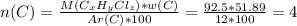 n(C)= \frac{M( C_{x}H_{y}Cl_{z})*w(C) }{Ar(C)*100} = \frac{92.5*51.89}{12*100}=4&#10;
