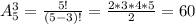 A_{5} ^{3} = \frac{5!}{(5-3)!}= \frac{2*3*4*5}{2}=60