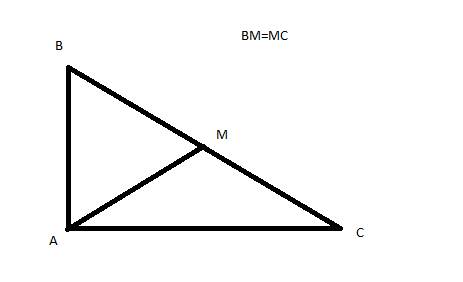 Дан прямоугольный треугольник abc с прямым углом a построй мередиану am треугольника abc