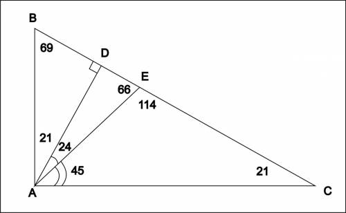 Впрямоугольном треугольнике биссектриса и высота, исходящие из вершины прямого угла образуют угол, р