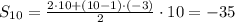 S_{10}= \frac{2\cdot 10 +(10-1)\cdot (-3)}{2}\cdot 10=-35