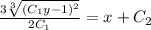 \frac{3\sqrt[3]{(C_1y-1)^2}}{2C_1}=x+C_2