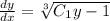 \frac{dy}{dx}=\sqrt[3]{C_1y-1}