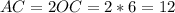 AC=2OC=2*6=12