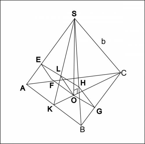 Вправильной треугольной пирамиде sabc с высотой os боковые ребра равны b, а ребра основы - a. 1) пос