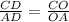 \frac{CD}{AD}= \frac{CO}{OA}