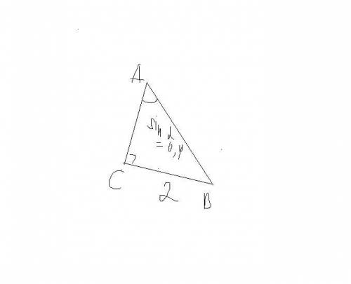 Подскажите , как решить? в треугольнике авс угол с равен 90 градусов, вс=2, sina=0,4.найдите ав.