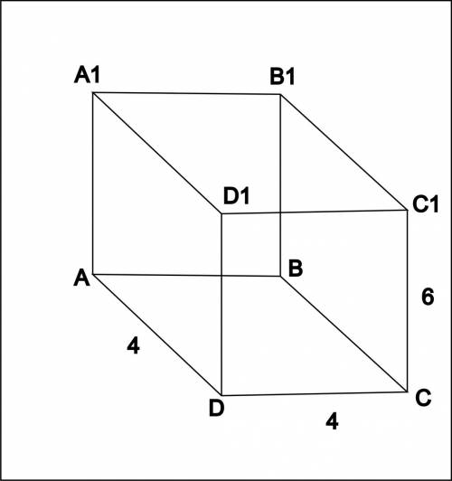 Вправильной четырехугольной призме сторона основания равна 4 см, боковое ребро – 6 см. найдите площа
