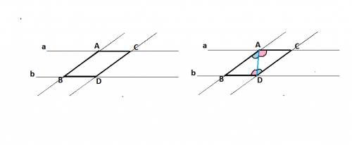 Параллельные прямые a и b пересечены двумя параллельными секущими ав и cd, причем точки а и с принад