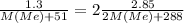\frac{1.3}{M(Me)+51}=2\frac{2.85}{2M(Me)+288}
