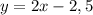 y=2x-2,5