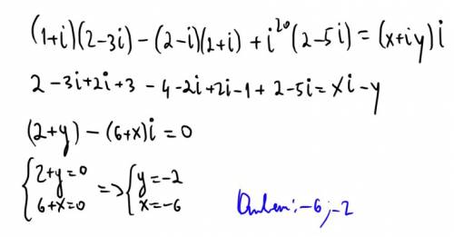 Найти,при каких действительных x и y справедливо равенство,если z=x+iy (1+i)(2--i)/(2+i)+i^20(2-5i)=