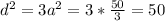 d^2=3a^2=3* \frac{50}{3} =50