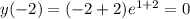 y(-2)=(-2+2)e^{1+2}=0