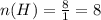 n(H)= \frac{8}{1}=8