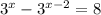 3^{x} - 3^{x-2} =8