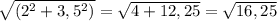 \sqrt{(2^2 + 3,5^2)} = \sqrt{4 + 12,25} = \sqrt{16,25}