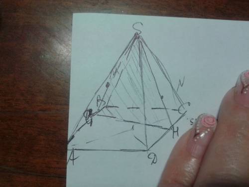 Постройте сечение четырехугольной пирамиды sabcd, плоскостью проходящей через вершину s и точки m и