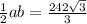 \frac{1}{2} ab= \frac{242\sqrt{3} }{3}