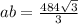ab= \frac{484 \sqrt{3} }{3}