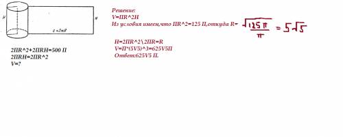 Стереометрия полная площадь поверхности цилиндра равна 500п см^2 причем площадь боковой поверхности