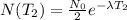 N(T_{2})= \frac{N_{0}}{2} e^{-\lambda T_{2}}