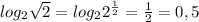 log_2 \sqrt{2} =log_22^{ \frac{1}{2} }= \frac{1}{2} =0,5