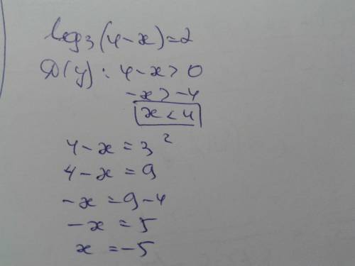 Найти корень уравнения log3 (4-x) = 2