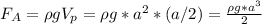 F_{A}= \rho gV_{p}= \rho g*a^2*(a/2)= \frac{\rho g*a^3}{2}