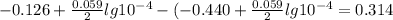 -0.126+ \frac{0.059}{2}lg10^{-4}-(-0.440+\frac{0.059}{2}lg10^{-4} =0.314
