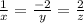 \frac{1}{x} = \frac{-2}{y} = \frac{2}{z}