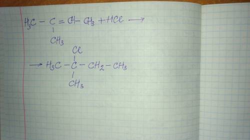 2–метилбутен–2+hcl=? написать уравнение реакции