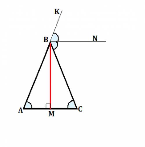 Биссектриса bn внешнего угла при вершине b треугольника abc параллельна стороне ac. определите угол