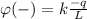 \varphi (-)=k \frac{-q}{L}